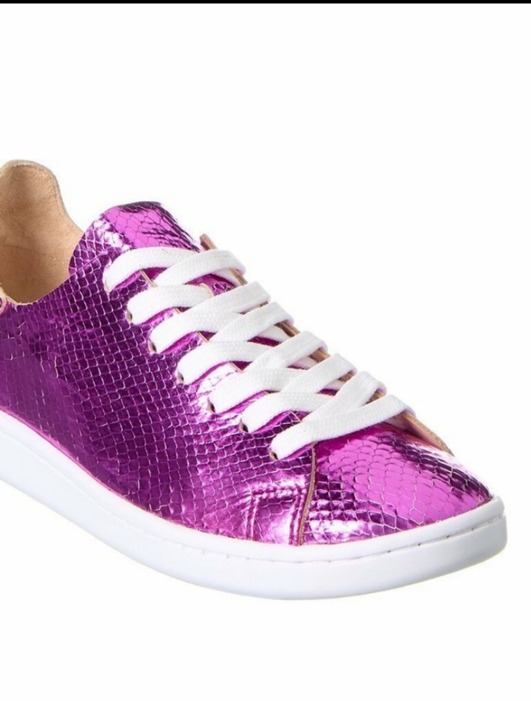 HOST PICK SCHUTZ Ofelia Metallic Pink Snakeskin Leather Sneakers NWT - Picture 7 of 7